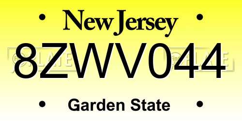 8ZWV044 New Jersey License Plate