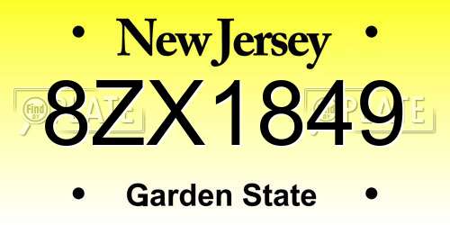 8ZX1849 New Jersey License Plate