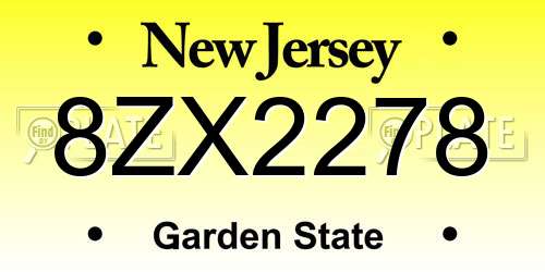 8ZX2278 New Jersey License Plate