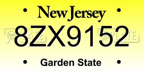 8ZX9152 New Jersey License Plate