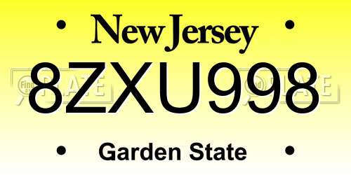 8ZXU998 New Jersey License Plate