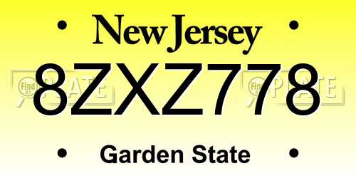 8ZXZ778 New Jersey License Plate