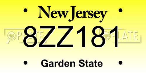 8ZZ181 New Jersey License Plate