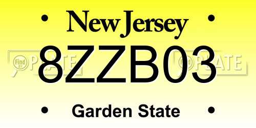 8ZZB03 New Jersey License Plate
