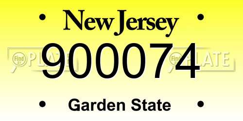 900074 New Jersey License Plate