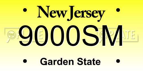 9000SM New Jersey License Plate