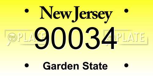 90034 New Jersey License Plate