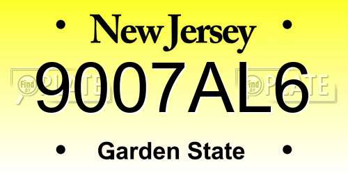 9007AL6 New Jersey License Plate