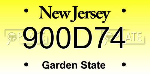 900D74 New Jersey License Plate