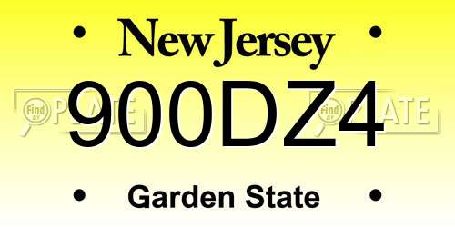 900DZ4 New Jersey License Plate
