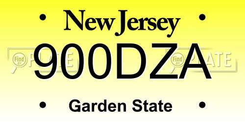 900DZA New Jersey License Plate