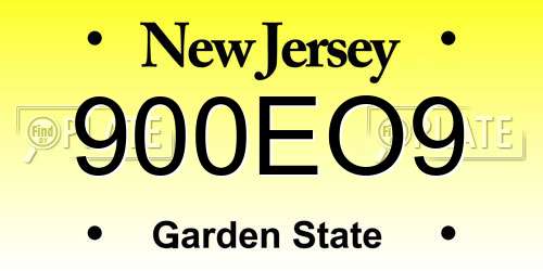 900EO9 New Jersey License Plate