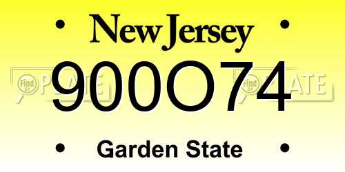 900O74 New Jersey License Plate