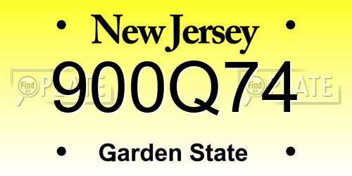 900Q74 New Jersey License Plate