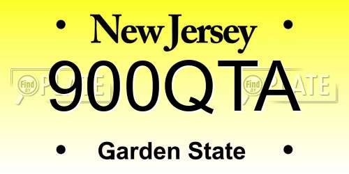 900QTA New Jersey License Plate