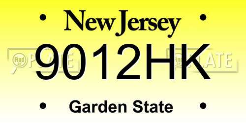 9012HK New Jersey License Plate