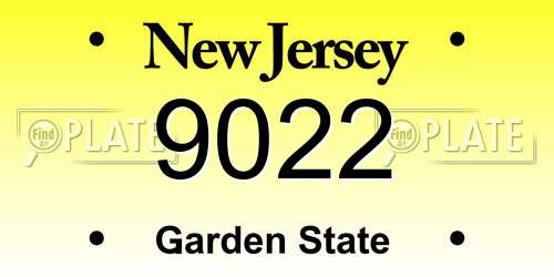 9022 New Jersey License Plate