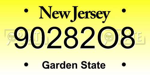 90282O8 New Jersey License Plate