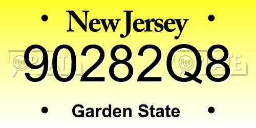 90282Q8 New Jersey License Plate
