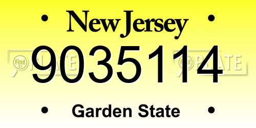 9035114 New Jersey License Plate