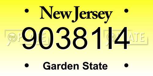 90381I4 New Jersey License Plate