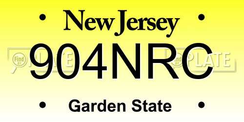 904NRC New Jersey License Plate