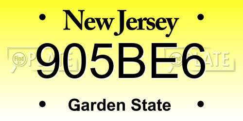 905BE6 New Jersey License Plate