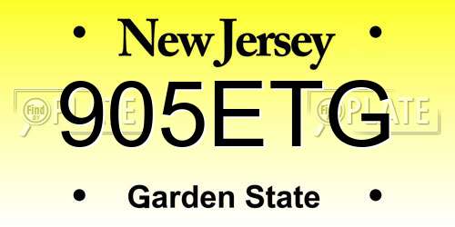 905ETG New Jersey License Plate