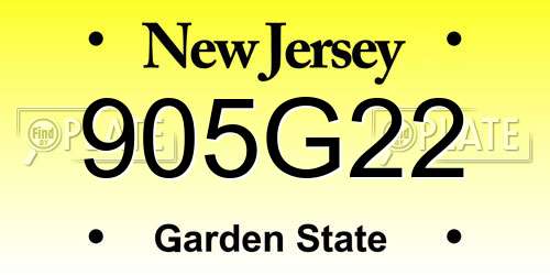 905G22 New Jersey License Plate