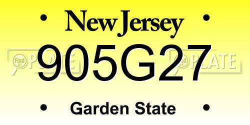 905G27 New Jersey License Plate