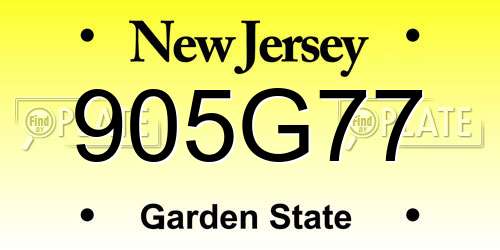 905G77 New Jersey License Plate