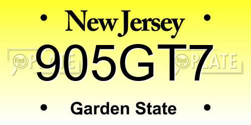 905GT7 New Jersey License Plate