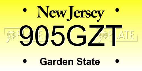 905GZT New Jersey License Plate