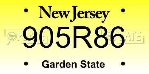 905R86 New Jersey License Plate