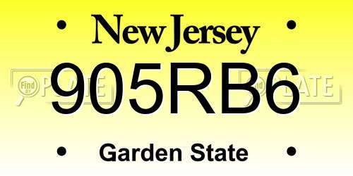 905RB6 New Jersey License Plate