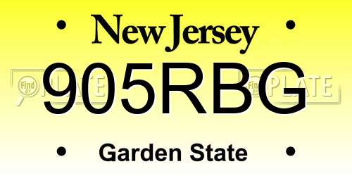 905RBG New Jersey License Plate