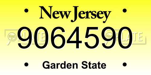 9064590 New Jersey License Plate