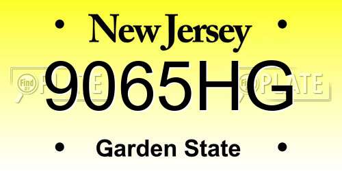 9065HG New Jersey License Plate