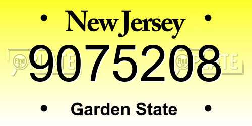 9075208 New Jersey License Plate