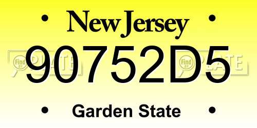 90752D5 New Jersey License Plate