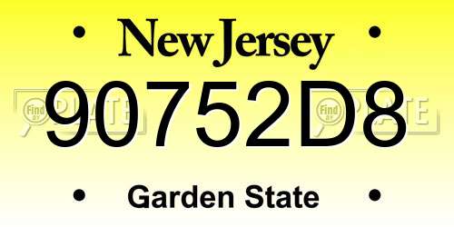 90752D8 New Jersey License Plate