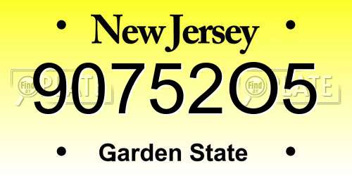 90752O5 New Jersey License Plate