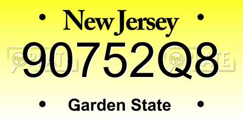 90752Q8 New Jersey License Plate
