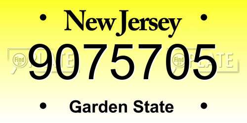 9075705 New Jersey License Plate