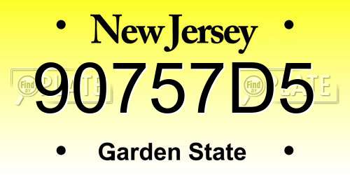 90757D5 New Jersey License Plate