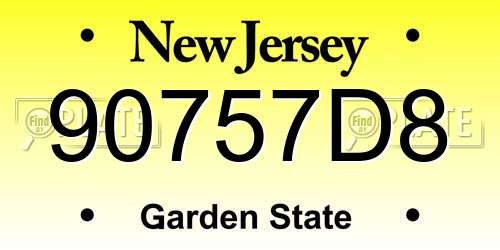 90757D8 New Jersey License Plate