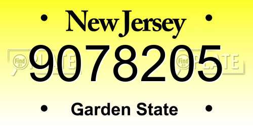 9078205 New Jersey License Plate