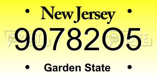 90782O5 New Jersey License Plate