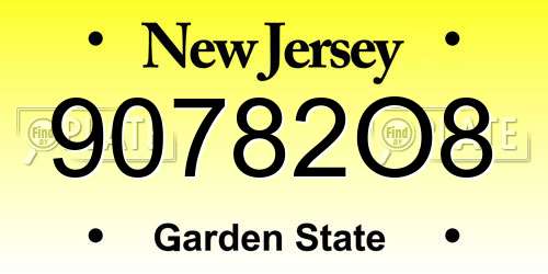 90782O8 New Jersey License Plate