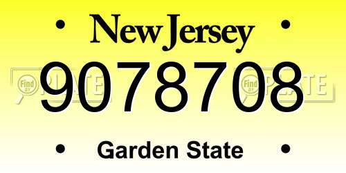 9078708 New Jersey License Plate